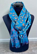 Leuke aqua kleur sjaal met footprint, Ophalen of Verzenden, Nieuw, Sjaal