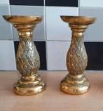 Goudkleurige kandelaars van Xenos, ananas, Ophalen of Verzenden, Gebruikt, Kandelaar, Minder dan 25 cm
