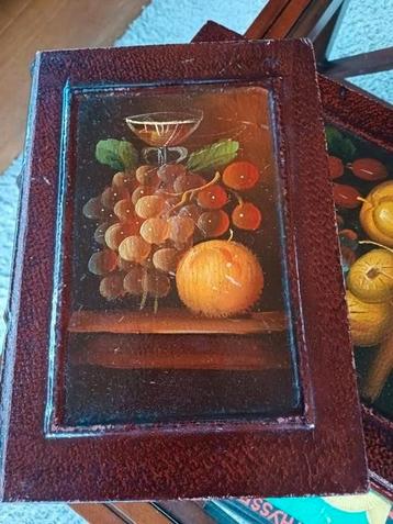 Franse Brocante 3 Dozen boek beschilderd  fruit hout bewaar  beschikbaar voor biedingen