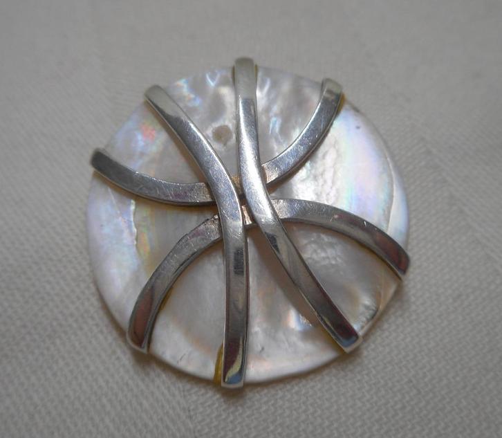 Zilveren hanger met parelmoer nr.1405, Sieraden, Tassen en Uiterlijk, Kettinghangers, Zo goed als nieuw, Zilver, Zilver, Verzenden
