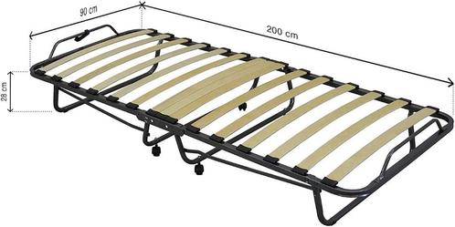 Opklapbed, logeerbed, Huis en Inrichting, Slaapkamer | Bedden, Gebruikt, Eenpersoons, 90 cm, 200 cm, Metaal, Zwart, Ophalen