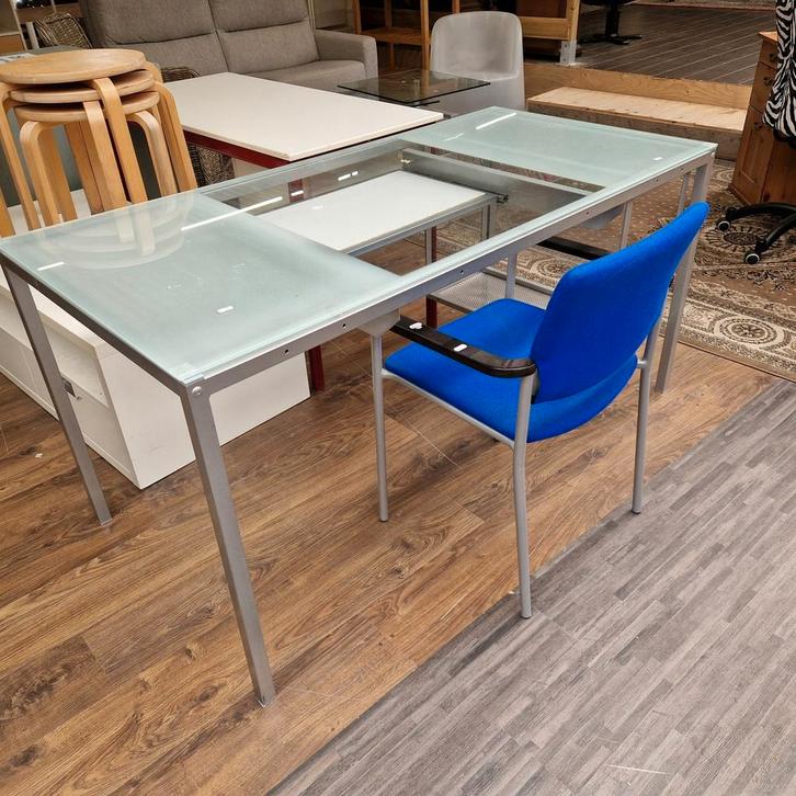 Glazen buro, Huis en Inrichting, Bureaus, Gebruikt, Ophalen