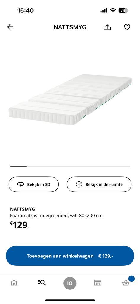 Matras meegroeibed ikea, Huis en Inrichting, Slaapkamer | Matrassen en Bedbodems, Zo goed als nieuw, Eenpersoons, Ophalen