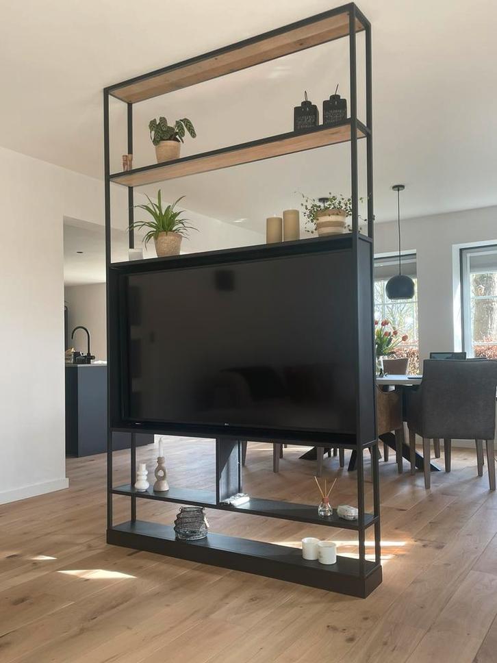 Roomdivider televisie kast meubel dressoir op maat gemaakt, Huis en Inrichting, Kasten | Televisiemeubels, Nieuw, Eikenhout, Metaal