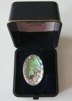 Unieke Vintage zilveren ring met ovale Abalone steen, mt.18., 18 tot 19, Overige kleuren, Ophalen of Verzenden, Zo goed als nieuw