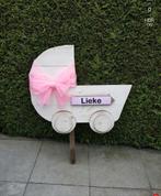 Mooi geboortebord te huur, wieg/kinderwagen, jongen/meisje, Geboortebord, Zo goed als nieuw, Ophalen