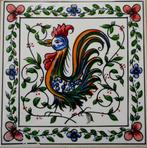 Dienblad met tegeltableau met 9 tegels van vogels, Antiek en Kunst, Ophalen of Verzenden