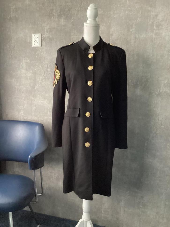 Zwarte lange gevoerde stoere jas van Amore Amore maat M, Kleding | Dames, Jassen | Winter, Nieuw, Maat 38/40 (M), Zwart, Ophalen of Verzenden