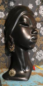 Vintage FLORA HOLLAND wandplastiek vrouw hoofd zwart + goud, Antiek en Kunst, Ophalen of Verzenden