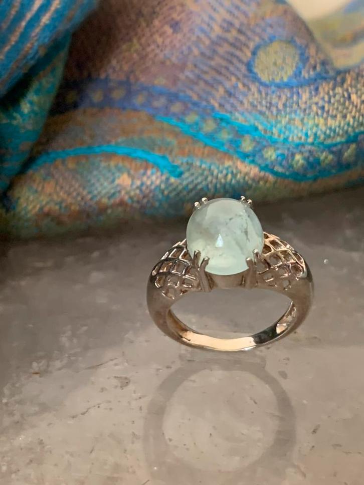 Aquamarijn beschermt geluk intuïtie inzicht derde oog liefde, Sieraden, Tassen en Uiterlijk, Ringen, Nieuw, Dame of Heer, 17 tot 18