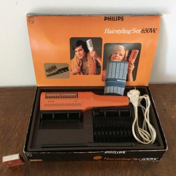 Jaren 70 oranje föhn hairstyling set Philips HP4116 in doos beschikbaar voor biedingen