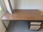 Staten bureau met stalen lades 3x en houten fineer blad, Ophalen, Gebruikt, Bureau