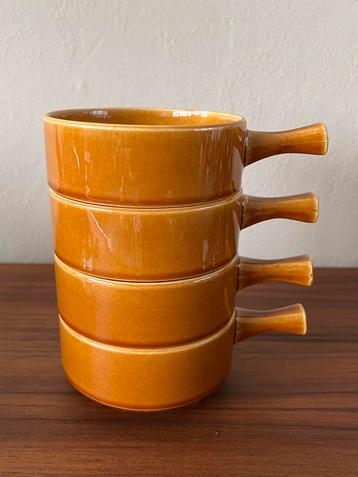 Set van 4 vintage soepkommen Royco Royal Sphinx okergeel beschikbaar voor biedingen