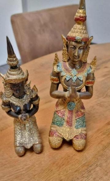 2 x vintage tempelwachter beeldjes van brons beschikbaar voor biedingen