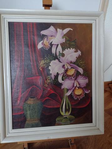 Schilderij Bloem stilleven Orchidee in vaas  beschikbaar voor biedingen