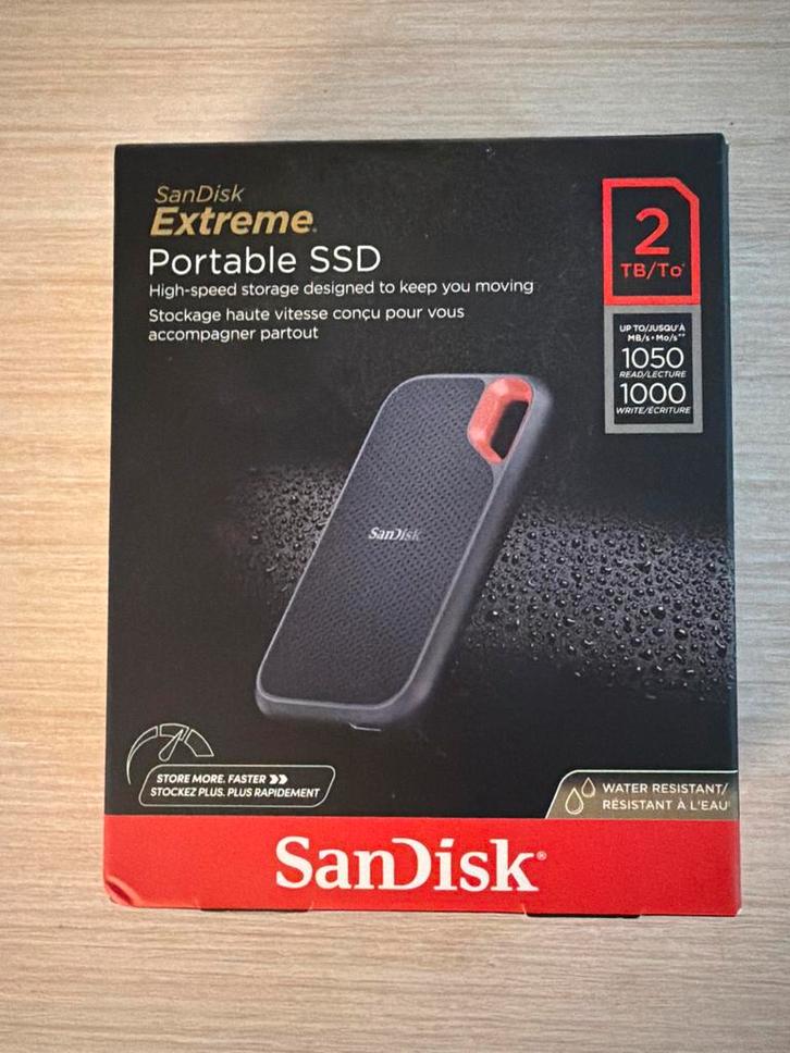 SanDisk Extreme Portable SSD 2TB - Nieuw in doos!, Computers en Software, Harde schijven, Nieuw, Server, Extern, SSD, USB, Ophalen of Verzenden