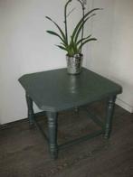 Oud Vierkant eiken tafeltje Grijs geschilderd, Huis en Inrichting, Ophalen, Vierkant, Hout, 45 tot 60 cm