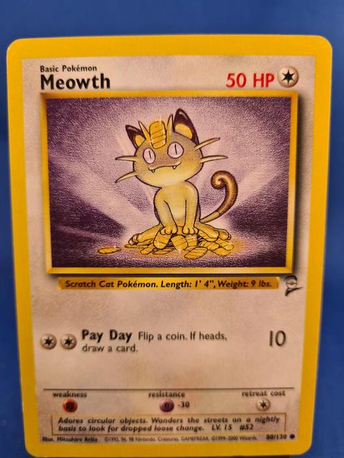 Meowth 80/130 - Base Set 2, Hobby en Vrije tijd, Verzamelkaartspellen | Pokémon, Gebruikt, Losse kaart, Verzenden