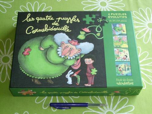 De 4 puzzels van heks Cornebidouille (Franse uitgave), Kinderen en Baby's, Speelgoed | Kinderpuzzels, Zo goed als nieuw, Meer dan 50 stukjes