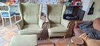 2x Groene strandmon fauteuils ikea met voetenbank, Ophalen, Hout, Gebruikt, 75 tot 100 cm