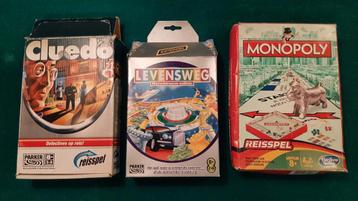 Reisspel - Cluedo, Levensweg, Monopoly  beschikbaar voor biedingen