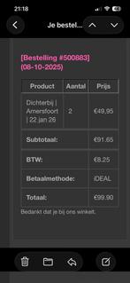 2 tickets psychologie in het theater,22 januari Amersfoort, Tickets en Kaartjes, Twee personen, Januari