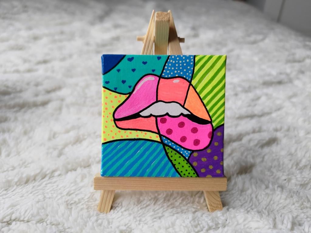 Mini Kunstwerk - Neon Lippen #2, Ophalen of Verzenden