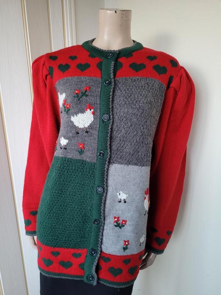 C&A Sixth Sense vintage vest wolblend met dieren maat 44, Kleding | Dames, Truien en Vesten, Zo goed als nieuw, Maat 46/48 (XL) of groter