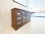 Vintage apothekerskast / dressoir – massief hout, Ophalen, Gebruikt, 100 tot 150 cm, Eikenhout