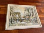 Print van aquarel van L’Arc de Triomphe in Parijs, jaren ’50, Verzamelen, Foto's en Prenten, Ophalen, Gebruikt, Buitenland, 1940 tot 1960