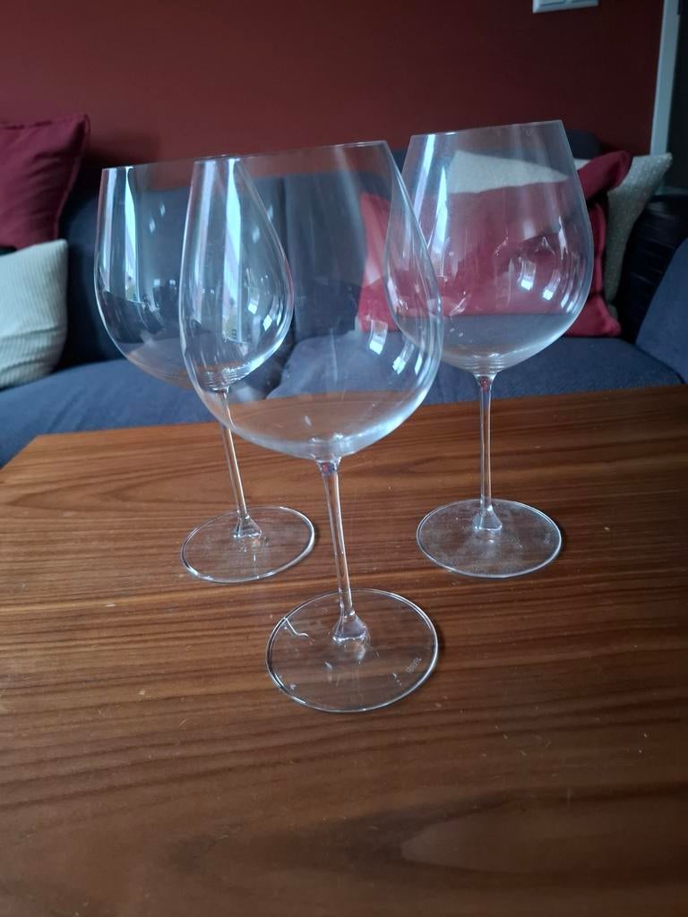 Set van 3 wijnglazen Riedel, Ophalen of Verzenden, Zo goed als nieuw