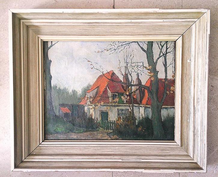 Boerenwoningen ca. 1940 - Mathias Boll (geb.1901. Bielefeld), Antiek en Kunst, Kunst | Schilderijen | Klassiek, Ophalen of Verzenden