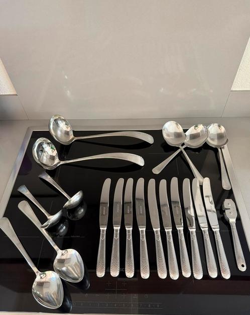 Diverse bestek delen Gero 294 soeplepel groente saus messen, Huis en Inrichting, Keuken | Bestek, Gebruikt, Los bestek, Rvs of Chroom