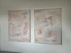 Abstract japandi pasteltinten 2 Luik 60x80, Antiek en Kunst, Kunst | Schilderijen | Abstract, Verzenden