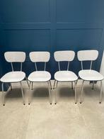 Stoel (4x) Formica chroom lichtgrijs, vintage, Huis en Inrichting, Stoelen, Mid-century Modern, Gebruikt, Wit, Ophalen of Verzenden
