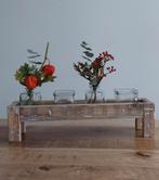 Houten Tray met glazen vaasjes, Overige kleuren, Nieuw, Ophalen of Verzenden, Glas