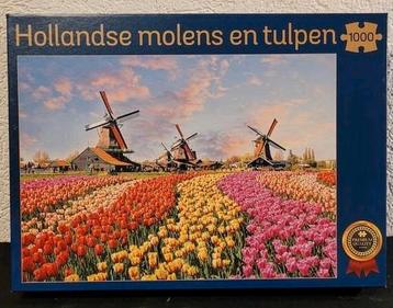 Legpuzzel "Hollandse molens en tulpen"  1000 pcs. compleet! beschikbaar voor biedingen