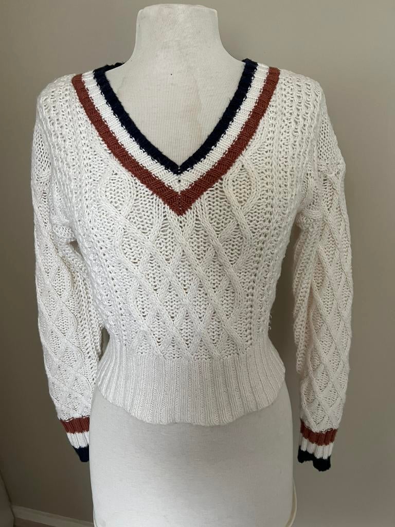 Ecru kabel trui american eagle, XXS-S, Ophalen of Verzenden, Zo goed als nieuw, Maat 34 (XS) of kleiner, Beige