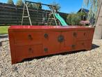 Chinees Dressoir Kast Oranje Rood, Huis en Inrichting, Kasten | Dressoirs, Ophalen, Gebruikt, 150 tot 200 cm, Met lade(s)