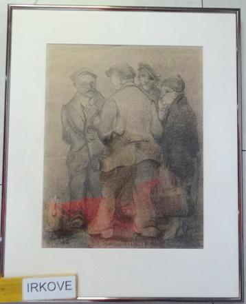 EEN PRAATJE * TEKENING OP PAPIER * In Lijst *  beschikbaar voor biedingen