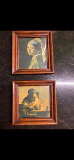 2 stuks oude kleine ingelijste prentjes J.Vermeer, Antiek en Kunst, Ophalen of Verzenden