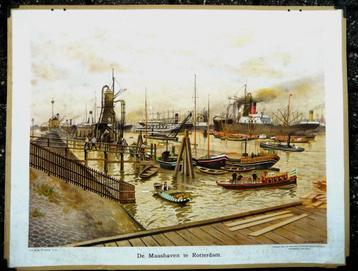 Oude schoolplaat met Maashaven Rotterdam beschikbaar voor biedingen