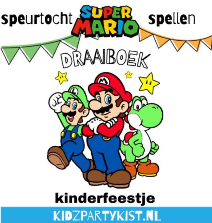 Super Mario kinderfeestje draaiboek speurtocht spellletjes, Kinderen en Baby's, Overige Kinderen en Baby's, Nieuw, Ophalen