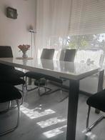 Hoogglans witte eettafel., Huis en Inrichting, Ophalen, 100 tot 150 cm, Zo goed als nieuw, Vijf personen of meer