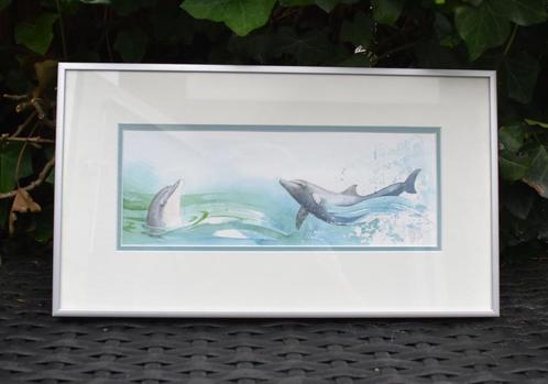 Walty Dudok van Heel: aquarel dolfijnen, Antiek en Kunst, Kunst | Schilderijen | Klassiek, Ophalen of Verzenden