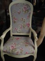 Brocante Queen ann fauteuil met grijze rozen, Ophalen of Verzenden, Zo goed als nieuw, 75 tot 100 cm