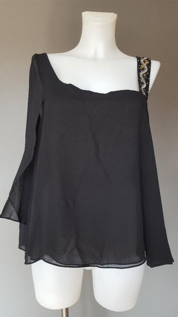 blouse/top Orna Farho - NIEUW! - kralen/versiering - 40/42, Kleding | Dames, Tops, Nieuw, Maat 42/44 (L), Zwart, Zonder mouw, Ophalen of Verzenden