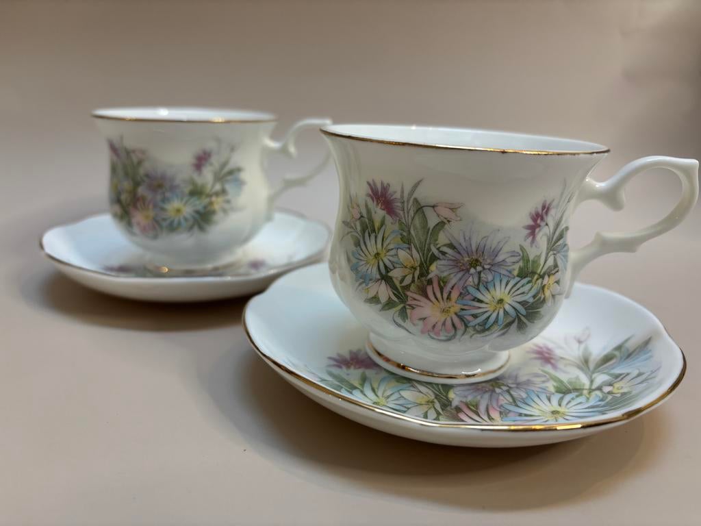 Vintage Cambridge Garden kop en schotel- Set van 2, Ophalen of Verzenden