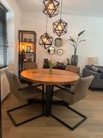 Eettafel met 4 stoelen ( ook apart te koop ), Ophalen, Bruin, Zo goed als nieuw, Vier