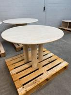 Solid Travertine Dining Table – Round Column Base, Ophalen of Verzenden, Nieuw, Rond, 100 tot 150 cm